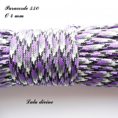 Paracorde 4 mm : Violet Blanc Noir