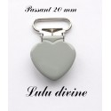 Pince cœur 20 mm Grise