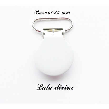 Pince bretelle blanche de 25 mm, attache tétine - sucette