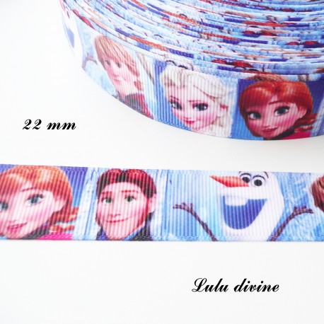 Ruban effet portrait Elsa Anna Leurs princes Olaf de 22 mm