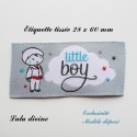 Étiquette tissée : Little boy (grise Nuage Petit garçon)