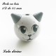 Perle en bois 3D Tête de chat