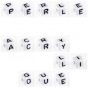 Perle acrylique 10 x 10 mm Blanc Lettre