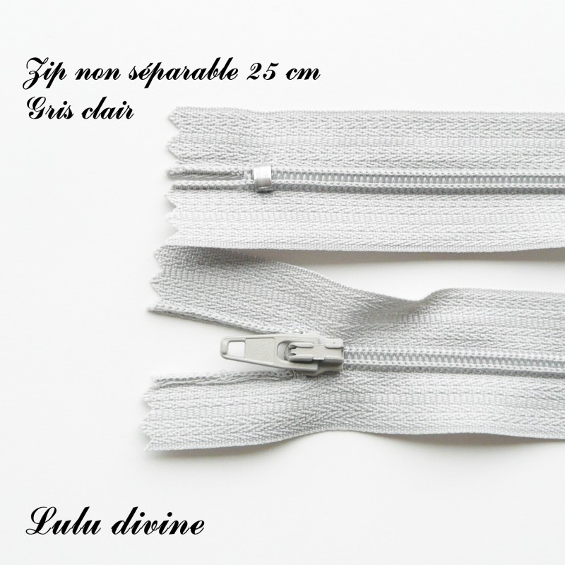 Zip non séparable 25 cm Grise claire