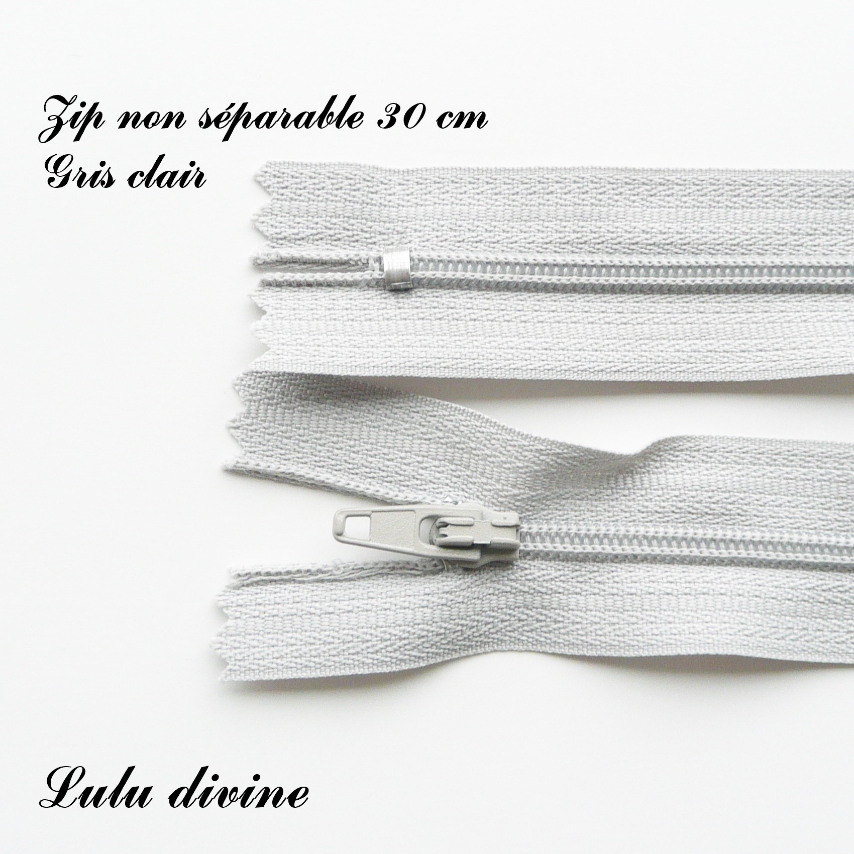 Zip// Fermeture éclair simple non séparable de 30 cm Couleur Grise