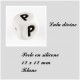 Perle en silicone 12 x 12 mm Blanc Lettre