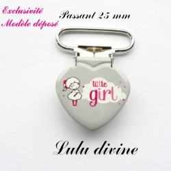 Pince coeur 25 mm : Little girl (grise Nuage Petite fille)