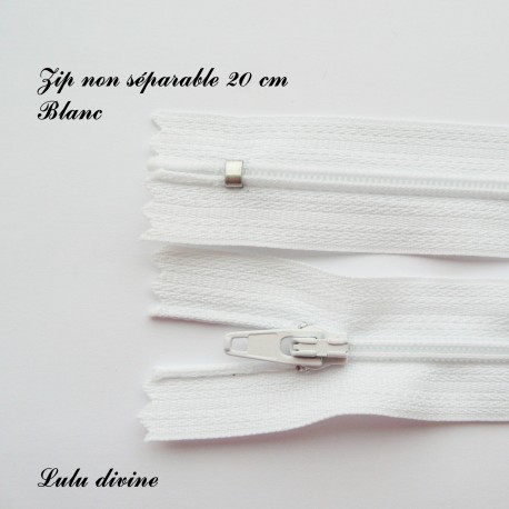 Zip non séparable 20 cm blanc