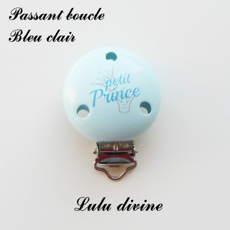 Pince // Clip en bois Couronne : Blanc // Bleu Petit prince passant boucle
