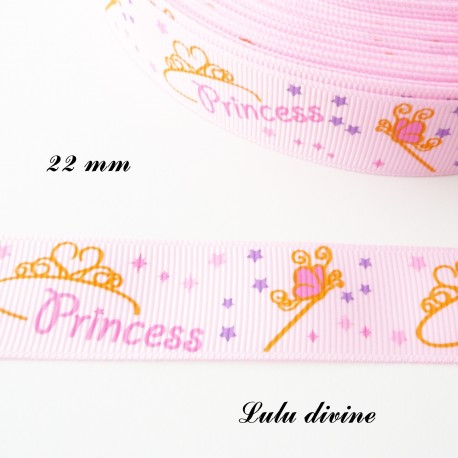 Ruban rose clair Baguette Couronne Princess de 22 mm