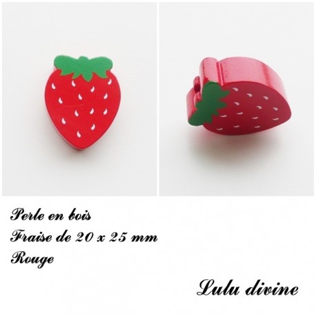 Perle en bois Fraise