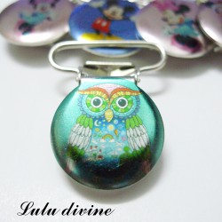 Pince 25 mm : Hibou Chouette multicolore