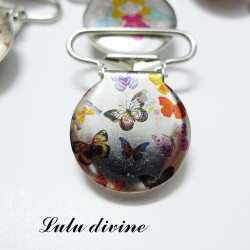 Pince 25 mm : Papillon multicolore 