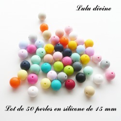 50 perles ronde silicone 15 mm