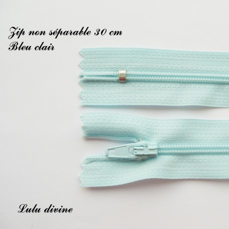 Fermeture éclair simple non séparable de 30 cm : Bleu clair