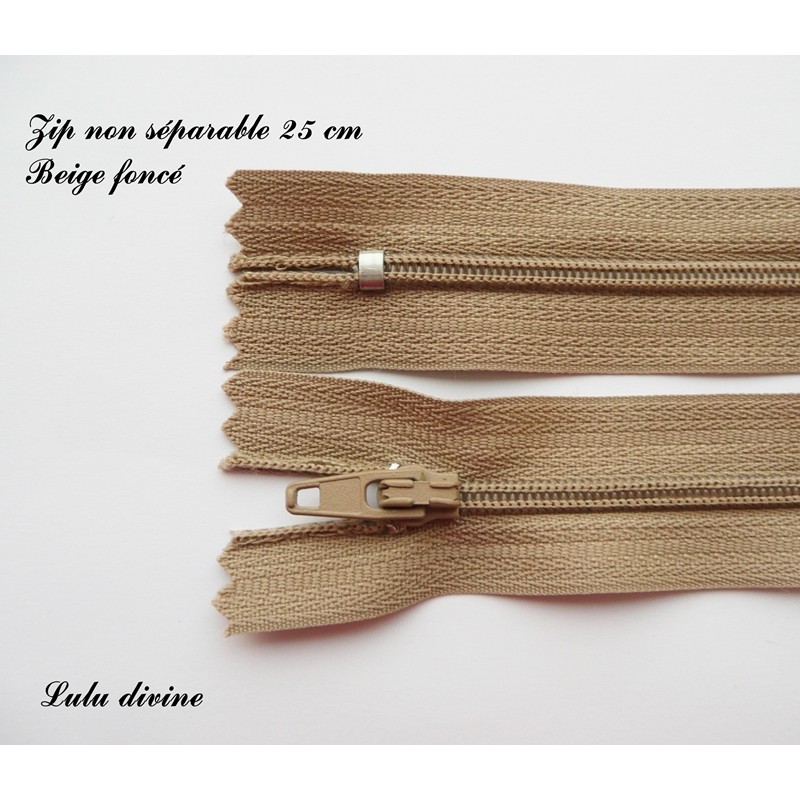 Zip non séparable 25 cm Beige foncé