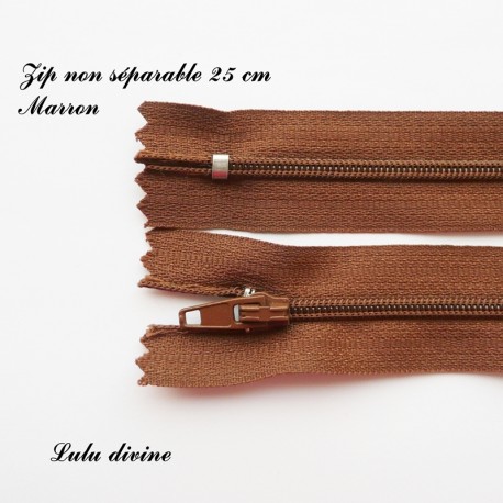 Zip non séparable 25 cm Marron