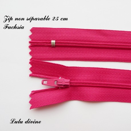 Fermeture éclair simple non séparable de 25 cm : Fuchsia