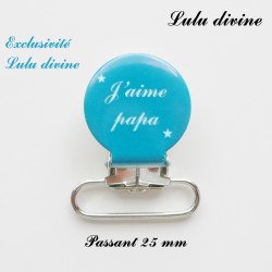 Pince ronde 25 mm : J'aime papa (bleu)