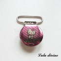 Pince 25 mm : Rose rayé Tête de Chat Hello Kitty