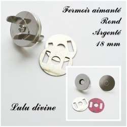 Fermoir aimant Rond Argenté 18 mm