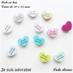 Perle en bois Coeur Je suis adorable