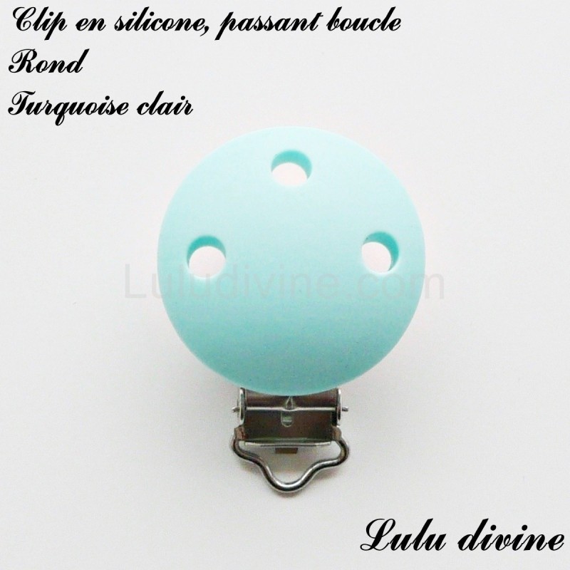 Etoile : Turquoise cla passant boucle attache tétine Pince // Clip en silicone