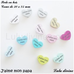 Perle en bois Coeur J'aime mon papa