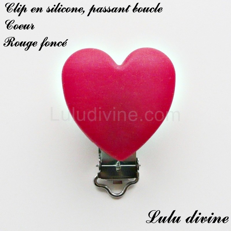 Pince / Clip en silicone, attache tétine, passant, Coeur