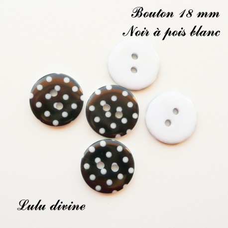 Bouton Rond 18 mm à pois blanc