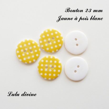 Bouton Rond 23 mm à pois blanc