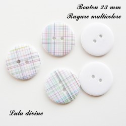 Bouton Rond 23 mm Rayure multicolore