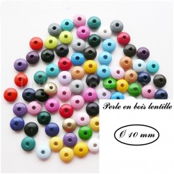 Perle en bois Lentille 10/5 mm (Lot de 50 perles)