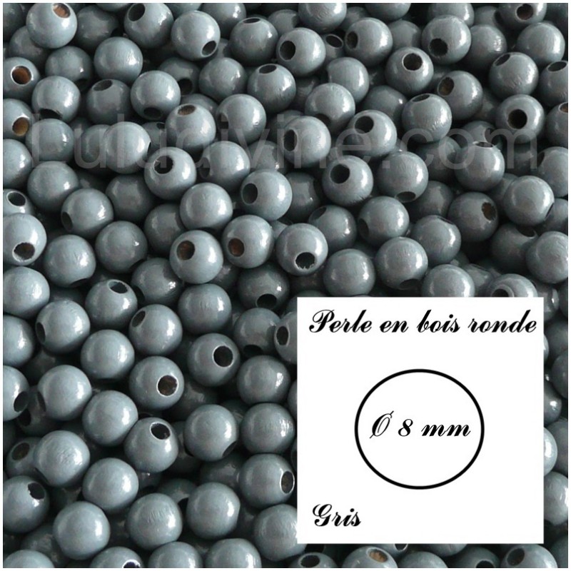 lot de 50 perles Perle en bois ronde Ø 8 mm Blanc