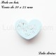 Perle en bois Coeur de 30 x 25 mm Baby 2015 Bleu clair