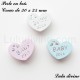 Perle en bois Coeur de 30 x 25 mm Baby 2015 Bleu clair